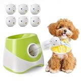 Ballwurfmaschine Hund, Automatischer Ballschleuder Für Hunde, Hund Spielzeug Mit 6 Stück 2' Tennisbällen, Interaktives Hundespielzeug 3 Distanzstufen, Hundespielzeug Intelligenz 10-30ft Wurfmaschine