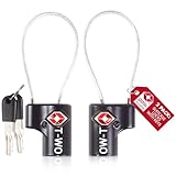 Kabel Schloss mit Schlüssel (2er) OW-Travel Kofferschloss Vorhängeschloss Gepäckschloss Sicherheitsschloss Schlüsselschloss TSA Lock Cable USA Schloss für Reise Koffer Spind Rucksack (Schwarz)