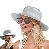 J.Fée Sonnenhut Damen UV Schutz 50, Sonnenhut Herren Sommerhut Damen Sommerhut Auch Safari Hut Herren Wanderhut Anglerhut Outdoor Hut Gartenhut,Hellgrau