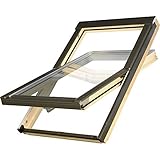 Günstige Dachfenster 66x98 OptiLight B von FAKRO Konzern | Holz klar lackiert | Schwingfenster mit 2-fach Verglasung | U-Wert Fenster: 1.3 | inkl. Eindeckrahmen