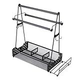 Fdit Grill-Gewürzhalter, Robuster Grillkorb aus Metallgeflecht mit 4 Fächern für Grillutensilien, Utensilien, Gewürze, Papierhandtuch und Serviette