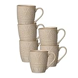 Ritzenhoff & Breker Omara Henkelbecher 6er Set, 400 ml, Kaffeebecher mit orientalischer Relief-Ornamentik, Individuelle Farbverläufe durch Reaktivglasur, Spülmaschinenfest, Steingut, Beige