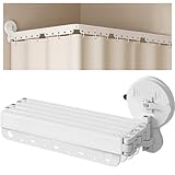 EHERDM Wandmontierte, faltbare Duschvorhangstange, stanzfreie Saugnäpfe, 360° faltbar, Duschvorhangstange für Badezimmer, Ecke, Badewanne, einziehbarer Wäscheständer, 5-fach, 172,7 cm