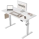 Agilestic Höhenverstellbarer Schreibtisch 100 x 60 cm, Stabiler Schreibtisch Höhenverstellbar Elektrisch mit Memory-Handsteuerung, Ergonomischer Steh-Sitz Tisch Computertisch, Weiß
