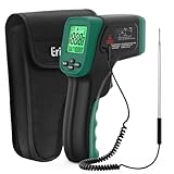 ERICKHILL Infrarot-Thermometer -50°C bis 800°C, berührungsloses digitales Laserthermometer mit -50°C bis 300°C Fleischsonde, einstellbarer Emissionsgrad – geeignet zum Kochen/Grillen/Einfrieren