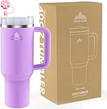 Tumbler 40oz - Trinkflasche mit Strohhalm 1.2L - Thermobecher mit Strohhalm Kühlt 10 Stunden - 48 Stunden Eisgekühlt - Trinkbecher mit Deckel und Strohhalm BPA Frei - Kaffeebecher To Go - Lila