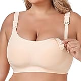 JOYTREE Still-BH Ohne Bügel Seidig Glatt Schwangerschafts BH Nahtloser Mutterschaft BH Umstands BH mit Zusätzlichen BH-Verlängerungen Stillen und Schlaf BH für Damen(Beige,M)