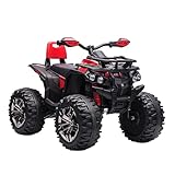 HOMCOM Elektro Quad für Kinder, 12V Kinder Quad mit Vorwärts-, Rückwärtsfunktion, USB-Anschluss, MP3-Musikplayer, Kinderfahrzeug mit Scheinwerfer 3-8 km/h, für Kinder 3-5 Jahre, Rot