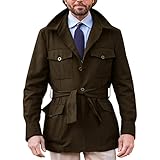 Duohropke Herren Trenchcoat Kurz Einreihig Leicht Mittellang Schlank Windbreaker Baumwolle Jacken Kurze Jacke Kurzmantel Halbmantel Business Übergangsjacke
