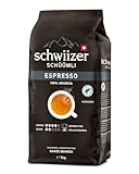 Schwiizer Schüümli Espresso, 100% Arabica Kaffeebohnen, kräftig-intensiv, perfektioniert für Vollautomaten, Stärke 4/5, mittlere Röstung, Rainforest Alliance-zertifiziert, 1kg