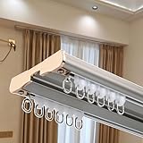 Vorhangschiene Aus Aluminium, Gardinenschiene 1 Läufig, Schienensystem, Lang Gardinenstangen Und Zubehör, Ideal Für Zuhause, Büro Und Fensterbehandlungen(Gold,1.9m/74.8in)