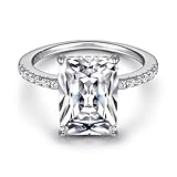 Luxuriöser Baguette Damenring aus 925 Sterling Silber in Weiß für Damen mit Stein I Ring mit Zirkonia Steinen und Profischliff I Schmuck in Juweliersqualität (58)