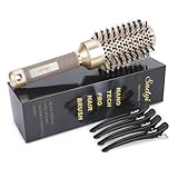 Sndyi Rundbürste zum Föhnen, Haarbürste Rund mit Wildschweinborsten, Professionelle Rundbürste zum Stylen, Locken und Glätten- 43mm