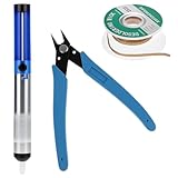 QWORK® 3-teiliges Werkzeugset zum Entfernen von Lötzinn, Entlötdocht, Entlötpumpe, und Drahtschneiderzange für Heimwerker-Elektronik