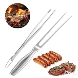 Fleischgabel+Grillzange Edelstahl, Fleischgabel Edelstahl 27CM, Küchenzange 30CM, Gabeln, Tranchiergabel, Fleischzartmacher, Grillgabel, für Grill, Küche, Truthahn, Braten, Abendessen