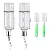 SMLOPLOM 2 Stück Trinkflasche Kaninchen, Automatik Wassertränke 350ml+2 Stück Bürsten, Wasserspender für Kaninchen, Meerschweinchen, Hamster, Chinchillas und Andere Nagetiere, Transparent