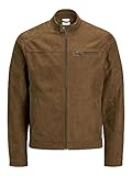 JACK & JONES Herren JJEROCKY Jacket NOOS Kunstlederjacke, Cognac 2, XXL