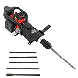 Benzin Abbruchhammer 33CC, 2-Takt Stemmhammer mit 3 Bohrer und Kraftstofftank, 30J Modern Meißelhammer, 1000W Bohrhammer Betonbrecher Schlaghammer mit Spitzmeißel und Flachmeißel