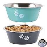 YUDANSI Hundenapf 2 Stück, Futternapf aus Edelstahl mit rutschfestem Silikonboden für mittlerer bis großer Hund (Design Registration No.: 008677595) (1560ml)