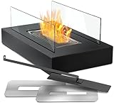 Der flammtal Bioethanol Tischkamin Square [Das Original] - Tischfeuer für Indoor & Outdoor [3h Brenndauer] - Verstellbare Flamme - Bio Ethanol Kamin mit Scheiben aus Sicherheitsglas [35x18x14,5cm]