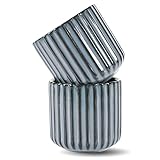 Erkundpresso. 180ml Keramik Kaffeebecher Ohne Henkel 2er Set - Premium Dickwandig Steingut Barista Tasse - Handgefertigt für Latte Art & Espresso - Zementblau