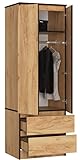 BDW Kleiderschrank mit 2 Türen, 2-türiger Kleiderschrank, 2 Schubladen - Aufbewahrungsschrank - Moderner Schrank für Schlafzimmer, Wohnzimmer, Flur, Kinderzimmer - 180x60x51cm - Eiche Craft