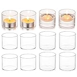 Hewory Teelichthalter Glas Klein Teelichtgläser: 12er Kerzengläser Teelichtglas Teelichter Glas Votivkerzenhalter, Klar Teelicht Gläser für Hochzeit Deko Wohnzimmer Tischdeko