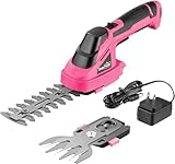 SnapFresh 2-in-1-Grasschere Akku und Heckenschere 7,2 V Akkulaufzeit: 60min Kabelloser Rasenschere Handgehaltene Strauchschere für den Garten, Tragbare, Leichte, Rasenschneider mit Ladegerät(Hot Pink)