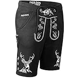 PAULGOS Herren Trachten Jogginghose, Optik Trachten Lederhose, Kurz in 3 Farben Gr.S-5XL JOK4 (XXL, Schwarz)