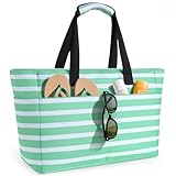ISEYOU Strandtasche XXL Familie, Groß Strandtasche mit Reißverschluss Wasserdicht Sanddicht, Handtasche Umhängetasche Damen 45L, Faltbar Ultraleicht Badetasche für Urlaub Reisen Fitnessstudio Picknick