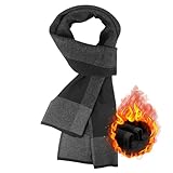 HIYATO Schal Herren, Merino Winterschal für Herren, 30% Merinowolle Weiche Warm Schal, 180x30cm(Schwarz)