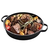 Antihaft Steak Bratpfanne - Omelett Grillpfannen mit Deckel für Herde, wärmeisolierender Griff und gleichmäßige Wärmeverteilungsfunktion, Pfanne für Pfannkuchen, Steaks, Abendessen, Frühstück, Schwarz