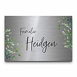 Edelstahl Türschild Familie ab 12x8 cm bunt bedruckt - wetterfest! | Namensschild Haustür Briefkasten selbstklebend o. mit Bohrlöcher | Riesige Motiv Auswahl | Haustürschild Familienschild