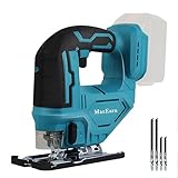 MaxEarn 750W Akku Stichsäge für Makita 18V Lithium-Akku mit Schalterverriegelung und Stufenlosem Geschwindigkeitsschalter, Akku-Pendelhubstichsäge mit 4 Stichsägeblatt für Holz, PVC (Ohne Batterien)