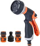 KAHEIGN Garten Handbrause Gartenschlauch Aufsatz Gartenbrause mit 8 Sprühmuster für Bewässerung Autowaschen Reinigung Haustiere, mit Schnellkupplungsadaptern & Wasserhahnanschlüssen