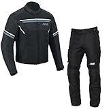 BOSmoto Sommer Jacke und Hose, 2-Teiler Motorrad Textil Kombi,Herren Motorrad Jcke und hose,Sommer Motorrad Textil Kombi,Biker Motorrad Jacke und hose (BLACK, S)