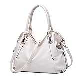 Ikaif Frauen Handtasche Messenger Tasche, Damen Große Kapazität Weichen PU Leder Schulter Top-griff Kreuz-körper Taschen (White)