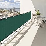 SUNNY GUARD Balkon Sichtschutz 90x400cm Balkonverkleidung Balkonabdeckung Balkonumspannungen UV-Schutz Wind und wetterfest mit Kabelbinder,Green