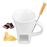 Waldspring 2 Teilig Porzellan Schokofondue Set, Schokoladenfondue-Set, 2-TLG, Keramik, 150 ML, Mini Schoko-Fondue-Set Schokolade Einfach mit Teelicht Erwärmen und Genießen