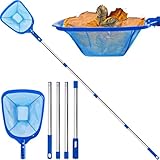 185 cm Pool Kescher, Poolkescher Fein mit Teleskopstange, Poolreinigung Pool Kescher Feinmaschig, Teichkescher für Schwimmbad, Teich, Algen & Bestway Pool, Aufstellpool, Planschbecken, Whirlpool