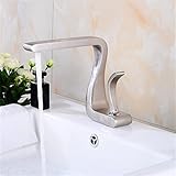 Waschbecken-Wasserhahn, Badezimmer-Wasserhahn, Mischbatterie, Messing, Waschbecken-Wasserhahn, heißer und kalter Waschbecken-Wasserhahn, Nickel, Einheitsgröße