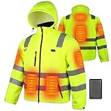 Qdreclod Reflektierende Arbeitsjacke Beheizbare Jacken Für Herren Damen mit Fleecefutter 16000mAh Akku, Warnschutz Kontrast Outdoorjacke, M