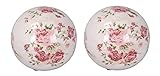 Posiwio dekorative Deko-Kugel Keramik-Kugel Motiv Rose in Creme-rosa-weinrot Preis für 2 Stück, dm= 12 cm