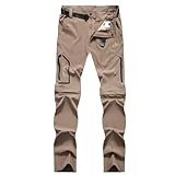 LOSSLO Wanderhose Herren Zip Off Funktionshose Herren mit Gürtel Atmungsaktiv Wasserdicht Trekkinghose Entfernbar Hose Regular Fit Arbeit Sporthose Freizeithose Leichte Laufhose Stretch Arbeitshosen