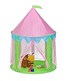 Relaxdays Spielzelt Prinzessin, für Kinder, Prinzessinnenschloss Indoor, HD 135x102 cm, Kinderzelt 4 Eingänge, grün/rosa