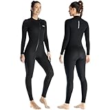 Damen-Neoprenanzug, 3 mm, durchgehender Tauchanzug, Front-Reißverschluss, Stretch-Neopren, Neoprenanzug, Frauen zum Tauchen, Schnorcheln, Sichern, Kajakfahren, Schwarz, Größe M