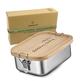 Gipfelgaudi Gipfelstürmer Brotdose Edelstahl mit Holzdeckel I Langlebige Edelstahl Brotdose für Kinder & Erwachsene I Besonders hygienische Lunchbox Edelstahl I Metall Brotdose leicht & handlich