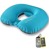 HIKENTURE Nackenhörnchen Aufblasbar, Nackenkissen Reise Aufblasbar Ultraleicht, Kissen Aufblasbar, Travel Pillow, Ergonomisches aufblasbares Reisekissen für Reise, Flugzeug, Auto, Zug (Türkis)