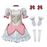 Generic Damen Anime Kaname Madoka Cosplay Kostüm Kleid Uniform Anzug Halloween Full Set (Rosa,S)