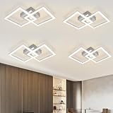 ZMH LED Deckenlampe Deckenleuchte Flur - 4ER Flurlampe Modern Design 47CM Schlafzimmerlampe Warmweißes 3000K Silber Quadratische 24W Metall Deckebeleuchtung für Schlafzimmer Wohnzimmer Küche Büro